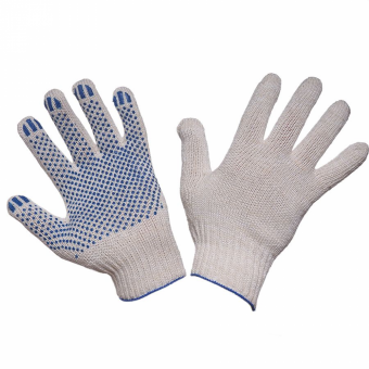 Перчатки хлопчатобумажные, с ПВХ защитой от скольжения (точка), плотные