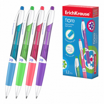 Ручка шариковая автоматическая ErichKrause Fiore Matic&Grip Spring 0.7, цвет чернил синий