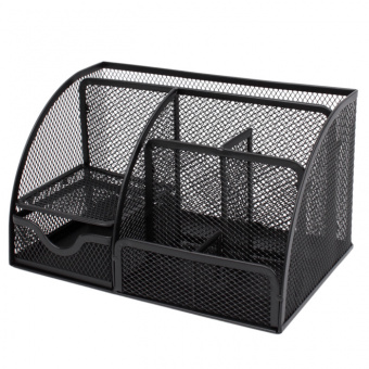 Подставка для канц. принадл. металл. 7дел, сетка черная, артикул. DV-14369 Подставка для канц. принадл. металл. 7дел, сетка черная