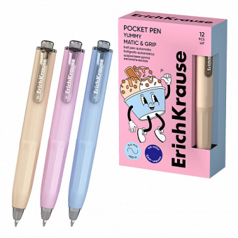 Ручка шариковая автоматическая ErichKrause Poсket Pen Matic&Grip Yummy 0.5, цвет чернил синий 
