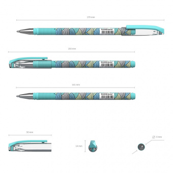 Ручка шариковая ErichKrause ColorTouch Stick Emerald Wave 0.7, цвет чернил синий (в тубусе по 24 шт.