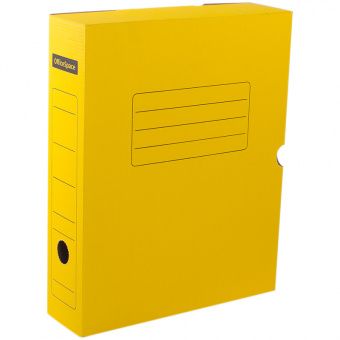 Короб архивный с клапаном, 75 мм, микрогофрокартон, желтый