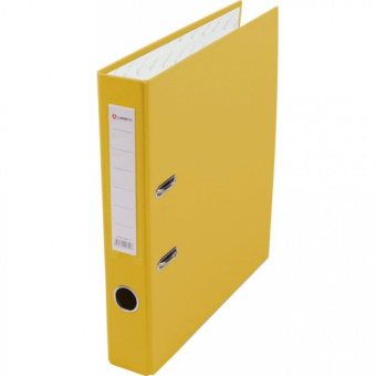 Папка-регистратор А4 50мм ПВХ желтая LAMARK601 метал.окантовка/карман, собранный  