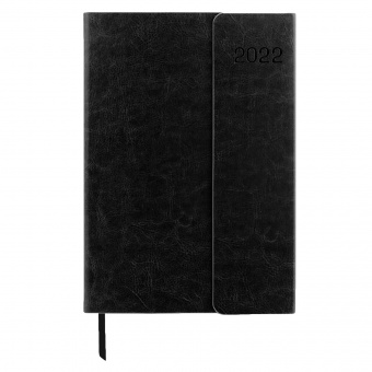 Ежедневник датированный 2022 А5 148х218 мм GALANT "Magnetic", под кожу, клапан, черный