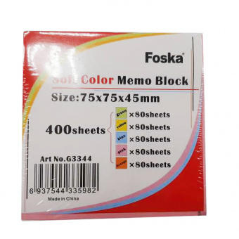 Блок самоклеящийся Foska, 75 × 75 мм, ассорти