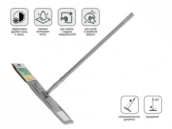 Швабра для пола с насадкой из микрофибры Solid, серая PERFECTO LINEA