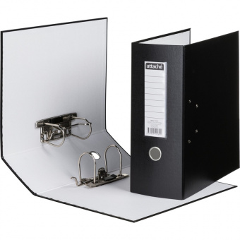 Папка-регистратор Attache с двумя ароч. мех. PVC без мет/уг 125 мм черный ПБП1 карм. кор