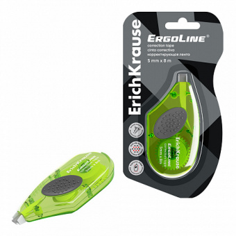 Корректирующая лента ErichKrause ErgoLine®, с резиновой вставкой, 5мм х 8м,  салатовый