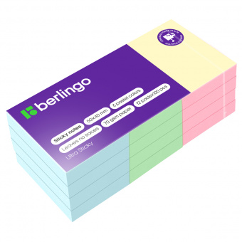 Блок самоклеящийся Berlingo "Ultra Sticky", 50*40мм, 100л, 3 пастельных цвета