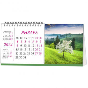 Календарь-домик настольный 2024,190х100,Пейзаж,1спир,12л.офсет 80 г.