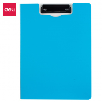 Папка-планшет (с крышкой) Deli «Rio», А4, плотная 2мм, с верхним прижимом, ПВХ, голубая
