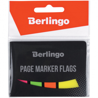 Закладки-флажки самоклеящиеся Berlingo, пластиковые, 45 × 25 мм, 3 × 20 шт., 45 × 12 мм, 1 × 20 шт.,неон
