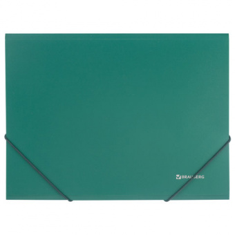 Папка на резинках BRAUBERG, стандарт, зеленая, до 300 листов, 0,5 мм