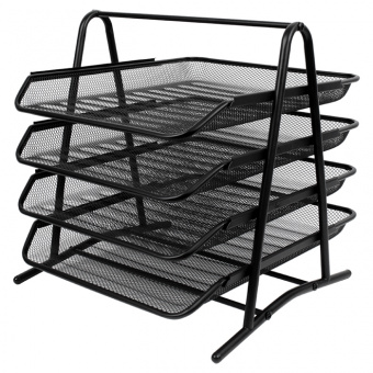 Лоток горизонтальный четырехсекционный металлический, черный