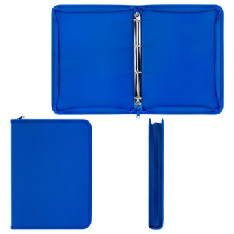 Папка объемная на молнии  на 4 кольца, корешок 35мм, формат А4, BRAUBERG PIXEL, темно-синяя, пластик 700мкм