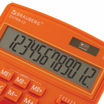 Калькулятор настольный BRAUBERG EXTRA-12-RG (206x155 мм), 12 разрядов, двойное питание, ОРАНЖЕВЫЙ