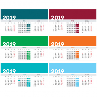 Календарь-домик OfficeSpace «Моноколор», на гребне, 200 × 130 мм, 2019 г.