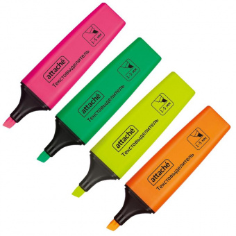 Набор маркеров текстовых Attache «Colored», 4 шт., скошенный наконечник 1-5 мм