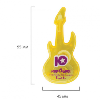 Корректирующая лента ЮНЛАНДИЯ "Гитара" 5 мм х 6 м, корпус желтый, блистер
