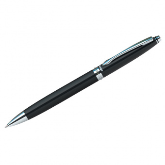 Ручка шариковая автоматическая Berlingo "Silver Classic", 0,7 мм, стержень синий, корпус черный