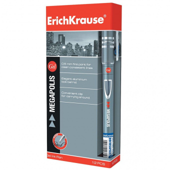 Ручка гелевая ErichKrause Megapolis 0,5мм пласт. корп., синяя