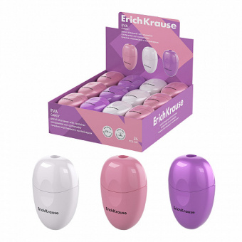 Точилка пластиковая ErichKrause Eva, Candy, с контейнером, ассорти