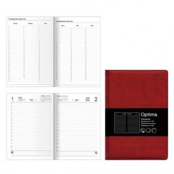 Ежедневник датированный Канц-Эксмо «Optima» на 2019 год, А5, 176 листов, искусственная кожа, бордовый