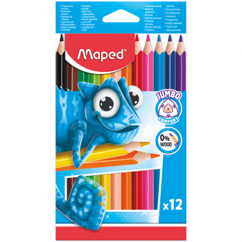 Карандаши цветные MAPED «Jumbo», 12 цветов, пластик, заточенные