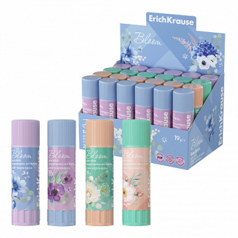 Клей-карандаш ErichKrause EasyStick Pastel Bloom, 19г, ассорти