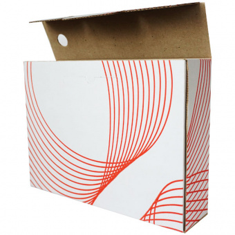 Короб архивный А4, 150 мм, картон, бело-красный