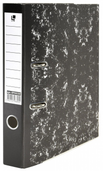 Папка-регистратор LITE 55 мм мрамор черный метал.окант. съемн. мех. разобран.