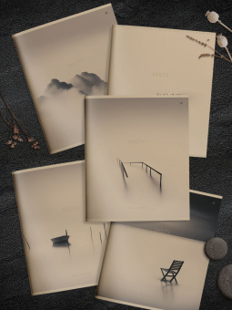 Тетрадь 48 л. А5 клетка, на скрепке, офсет LOREX MISTY AESTHETICS мелованный картон, двойная обложка, запечатка форзаца, soft touch