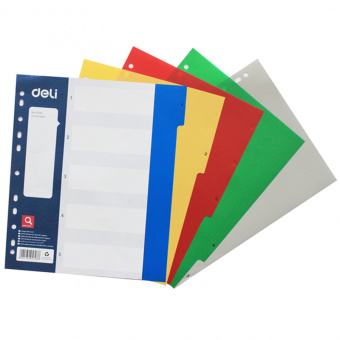 Разделитель листов пластиковый А4 цифровой 1-12, цветной 12л DELI