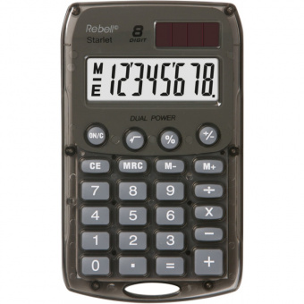 Калькулятор карманный REBELL Starlet WB, 8 разрядов, серый