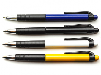 Ручка шариковая автоматическая Deli цветной корпус, резинка-держатель 