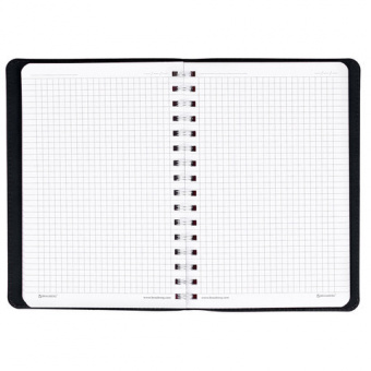 Бизнес-тетрадь А5 80л клетка на гребне (спираль) 148×218 мм,   BRAUBERG «Office PRO», под кожу, клетка, 80 л., черная