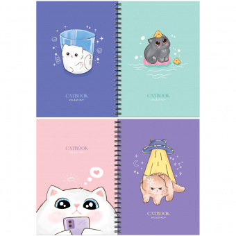 Тетрадь 80л., А5, клетка на гребне MESHU "Cat Book", двойная обложка, матовая ламинация, выб.лак
