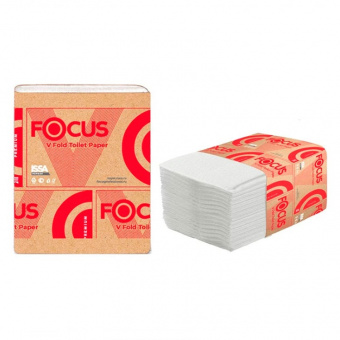 Туалетная бумага FOCUS PREMIUM (Т3) 2сл. ЛИСТОВАЯ  V-сложение 250л