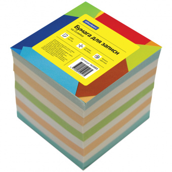 Блок для записей проклеенный OfficeSpace, куб 9 × 9 × 9 см, цветной