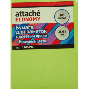 Стикеры Attache Economy с клеевым краем, 38x51 мм, 400 листов 5 неоновых цветов