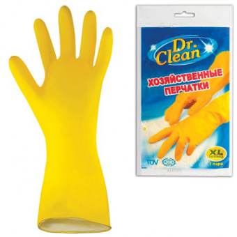Перчатки хозяйственные «Dr.Clean», латексные, размер XL, желтые