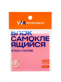 Блок самоклеящийся 76х76мм 100л пастельно-розовый Workmate