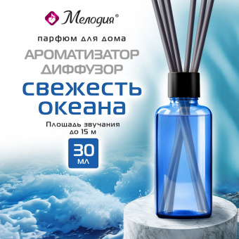 Ароматизатор-диффузор с палочками 30 мл, МЕЛОДИЯ "Свежесть океана"