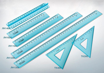 Линейка, 30 см, прозрачная, голубая