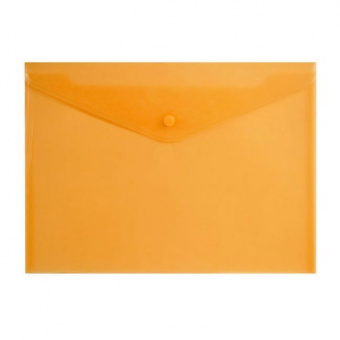 Папка-конверт с кнопкой, А4, 150 мкм, оранжевая