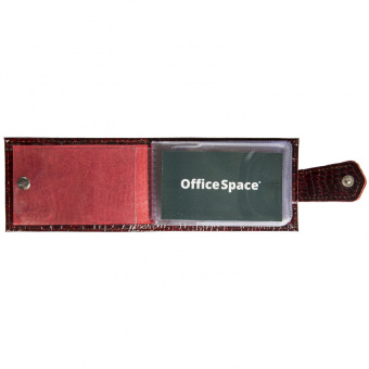 Визитница OfficeSpace на 18 карт с кнопкой, кожа тип 1.1, бордо, горизонтальная