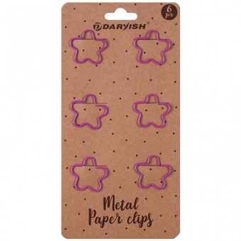 Скрепки металлические "Цветочек" цветн. "Darvish" 6шт/уп (набор), артикул. DV-12156 Скрепки металлические "Цветочек" цветн. "Darvish" 6шт/уп (набор)