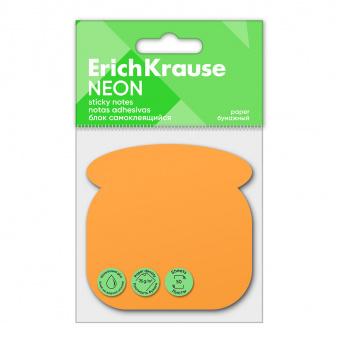 Блок самоклеящийся бумажный ErichKrause Phone Neon, 50 листов, оранжевый