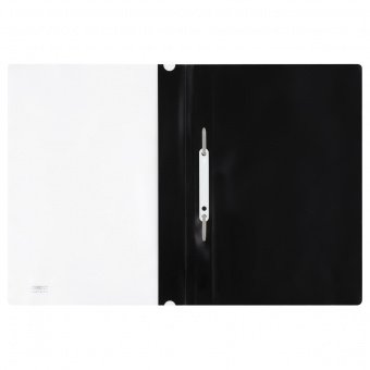 Папка-скоросшиватель пластиковая с перфорацией СТАММ А4, 180мкм, черная с прозрачным верхом