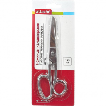 Ножницы Attache Metal 175 мм, ассиметричные ручки,цельнометаллические